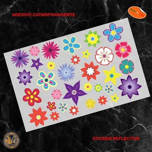 Buy Reflective Helmet Stickers Flowers Stilyzed Cropped Around the Image Sticker Helmet Print Pvc Cropped Reflective 36 Pcs. Online in India - Etsy