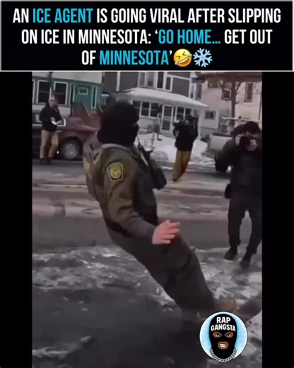 Rap Gangsta | #ICE agent wipes out on ice in #Minnesota 🥴❄️ #RapGangsta | Instagram