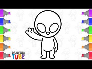 How to Draw a Cute Alien Easy Step by Step Drawing for Kids and Toddlers | DRAWINGz Tube