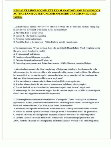 Ready to DOMINATE the HESI A2 V3 Anatomy & Physiology section? 💥 This video delivers the 2024–2025 Edition of the complete, actual exam—featuring real questions straight from Version 3, all with 100% correct, expert-verified answers that earned students an A-grade on test day. No outdated material, no guesswork—just the exact content you’ll see on your exam. From cellular biology and tissue types to organ systems and homeostasis, we’ve got every high-yield concept covered in a clear, fast-paced