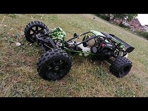 Rovan Baja 36cc tearing up the Park . 1/5 scale RC Car action !!