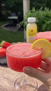 Long weekend prep 🍉 Lemon Slushy Full Recipe - INGREDIENTS (makes 2): • 1 bottle Suja Lemon Love • 2 cups frozen watermelon • Optional: 3 oz rosé or liquor of choice if you want to make it into a cocktail! PREPARATION: 1. Blend, pour, garnish, & sip! #recipe #cocktails #labordayweekend #labordayweekendrecipes #labordayrecipes | SUJA Organic