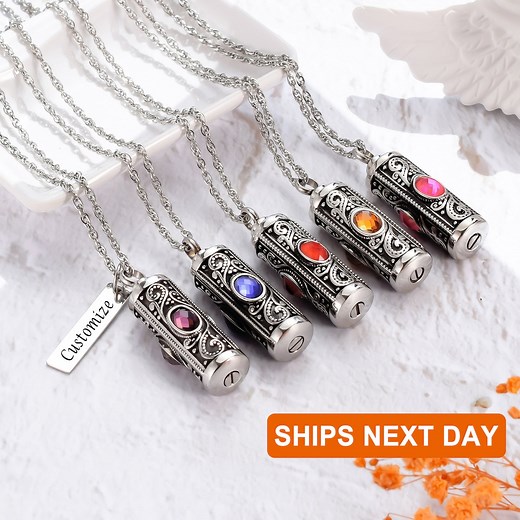 Crystal Cremation Urn Necklace for Ashes Keepsake Cremation Jewelry for Human Ashes Stainless Steel Memorial Pendant With Flower - Etsy