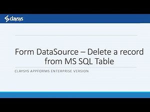 Form DataSource(4) - Delete record from MS SQL Server Table