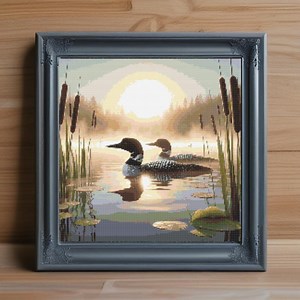 Loon Cross Stitch Pattern PDF, Lake Bird Embroidery Chart, Wildlife Needlepoint, Instant PDF Download - Etsy