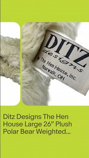 Ditz Designs The Hen House Large 26” Plush Polar Bear Weighted Sitting Lay Down