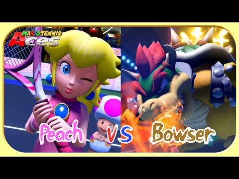 Princess Peach VS Bowser - Mario Tennis Aces Gameplay (No Commentary)