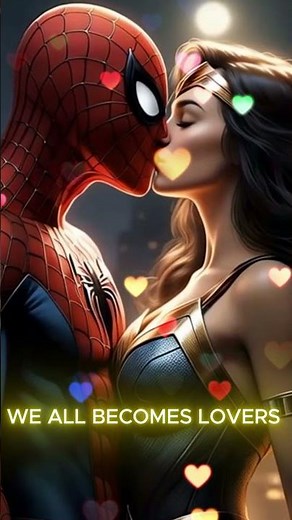 Spiderman 💋 Wonder Woman | Superhero Love Story KISS Scene❤️ #SuperheroLove #shorts