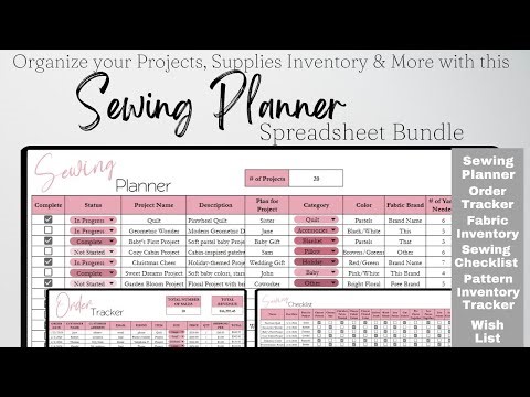 Sewing Planner Template Google Sheets, Sewing Project Planner Excel Spreadsheet - Fabric Inventory
