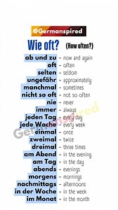 Wie oft? (How often?) – German Frequency Adverbs #learngerman #deutschlernen #germanlanguage #deutschkurs #german #deutsch #languagelearning #germanlearning #studygerman #germancourse #germanspired | Germanspired