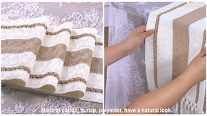B-COOL Farmhouse Table Runner Macrame Decor: 13x108 Inches Cream & Brown Bicolor Rustic Fall Table Runner for Dining Table Centerpiece Thanksgiving Table Decoration
