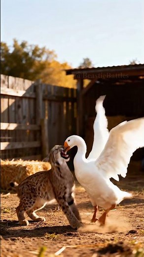 Goose vs Lynx: Guard Goose Chases Off Predator 🦢💨