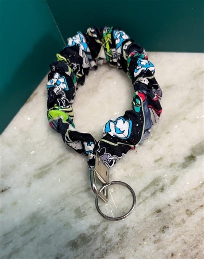 Handmade Scrunchie Keychain | Fabric Key on Wristlet | Key Holder Bracelet - Etsy