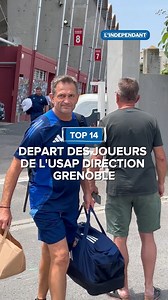 32K views · 370 reactions | Départ des joueurs de l’USAP, direction Grenoble !  L’ambiance était studieuse et concentrée ce jeudi midi à Aimé-Giral, où quelques supporters sont venus encourager l’équipe avant son départ pour l’Access Match. Rendez-vous samedi pour un match décisif face à Grenoble, avec le maintien en Top 14 en ligne de mire. #USAP #rugby #sport #départ #bus #joueurs | L'Indépendant Perpignan | Facebook