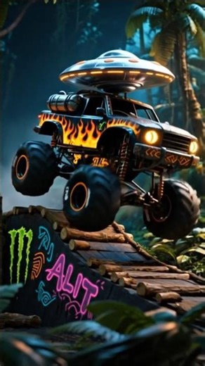 Monster truck video😮 truk oleng, cars, telolet, offroad, ufo alien, free style #cartoon #toys #jump