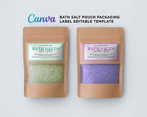 Bath Salts Labels, Bath Salt Pouch Packaging, Bath Essentials Labels, Salt Soak Labels, Foot Scrub Labels, Bath Salt Template Editable Canva - Etsy