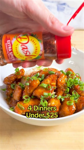 4 dinners, each under $25 ✔️🍽️ Get these recipes (and more) here: https://mrsdash.com/recipes/ | Mrs. Dash