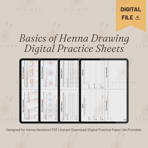 Henna Drawing Workbook for Beginners | Digital Practice Sheets | A4 Printable Mehndi Guide | Learn Henna Basics - Etsy