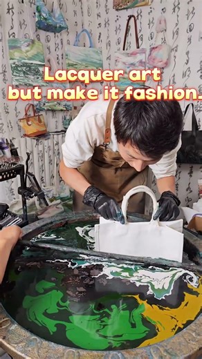 Japanese Marbling Bag DIY Tutorial ✨ Create your own Wabi-Sabi flow art bag with natural dyes #diy