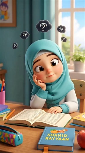 Allah Words Ai on Instagram‎: "Little Girl Says Allāhumma Innī As’aluka ‘Ilman Nāfi‘an When Studying Feels Hard | Beautiful Dua. 😍✨❤ #allah #prophetmuhammadﷺ #cartoon #foryou #trending Assalamu Alaikum little knowledge lovers! 📖🤲🌟 Watch this inspiring 32-second cartoon: A sweet Muslim girl feels stuck while studying Quran and school books, raises her hands and says “Allāhumma innī as’aluka ‘ilman nāfi‘an” (O Allah, I ask You for beneficial knowledge) sincerely, instantly feels clarity, light