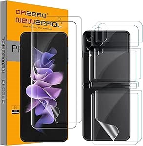 Orzero (2 Sets 8 Packs) TPU Screen Protector Compatible for Samsung Galaxy Z Flip 3 5G (Not Glass) Protector De Pantalla Premium Quality Anti-Scratch High Definition Bubble-Free