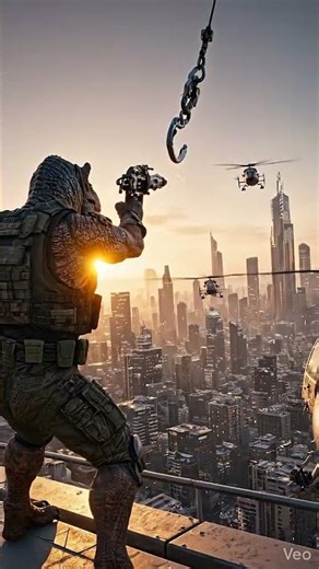 SARGON: Skyfall Duel! 🦖 Epic Rooftop Gunship Battle! #Shorts