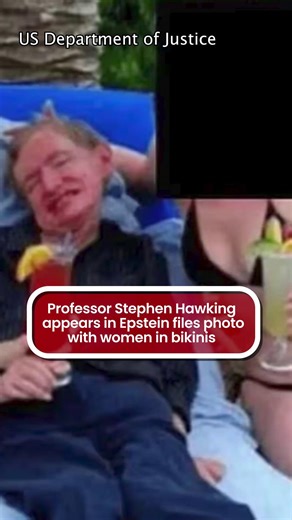 The photograph showing the noted astrophysicist with two women was released with millions of documents by the US Department of Justice relating to Jeffrey Epstein | The Mirror