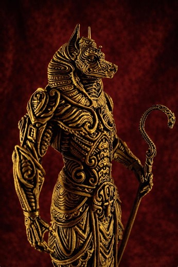 Anubis Statue | Egyptian God of the Underworld | Antique Gold Patina | 3D Printed Mythology Decor | Jackal Altar Figure - Etsy