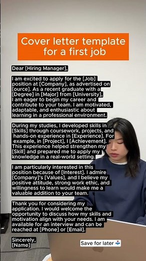 Cover letter template for a first job