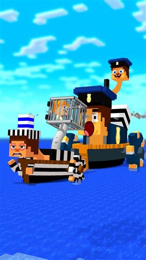 Robber SteveBoat VS PoliceBoat and AlexWorm | Minecraft Animation #shorts