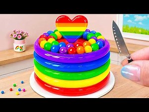 Satisfying Miniature Rainbow Cake 🌈 Easy Baking Tutorial