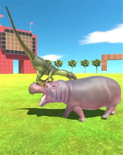 funny battle between Deinonychus and hippo - Animal Revolt Battle Simulator - ARBS !! #shorts #viral