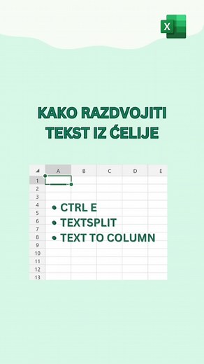 Različiti načini razdvajanja teksta u Excelu
