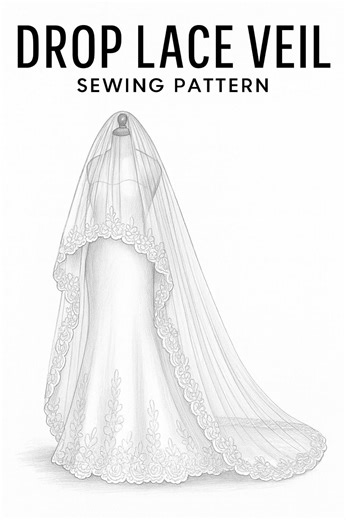 DIY Cathedral Drop Bridal Veil Pattern, Make Your Own Long Lace Blusher Wedding Veil, Sewing Project, Easy Veil Tutorial - Etsy