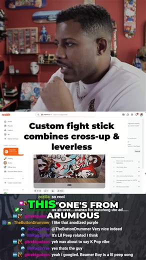 MDSoul on Instagram: "Arumious' Dub leverless build is fire! 🔥 Cross-up layout + leverless = genius. Abstract design's cool too. Anyone know the character? #LeverlessController #Fightstick #CustomController #GamingSetup #TechArt #GamerLife #ArcadeStick"