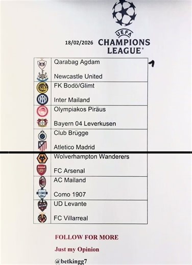 Champions League Predictions for February 18, 2026
