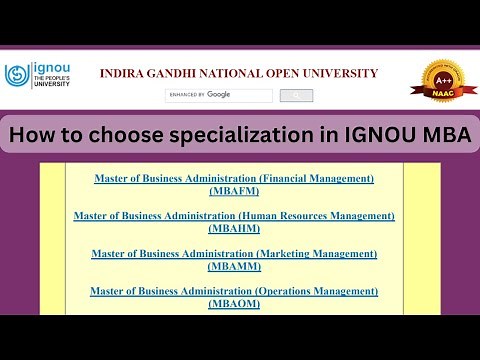 How to choose specialization in IGNOU MBA | MBA specialization available in IGNOU