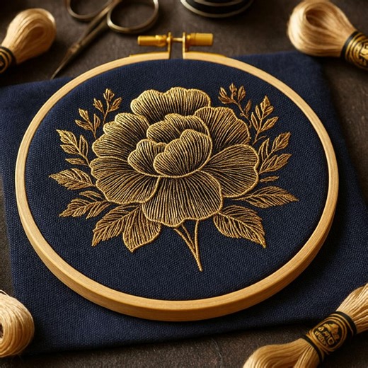 Golden Peony Embroidery Pattern: Modern Floral Hoop Art (PDF Download) - Etsy UK