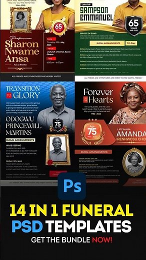 14-in-1 Complete Funeral PSD Template Pack – Create Professional Funeral Posters in Minutes