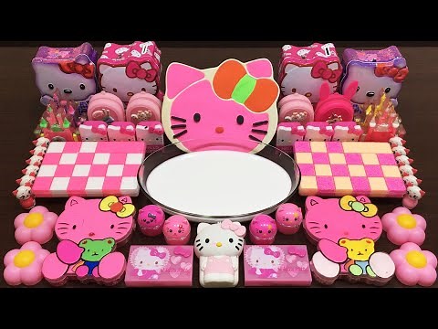 Pink Hello Kitty Slime | Mixing Makeup and Glitter into Slime ASMR! Satisfying Videos #480