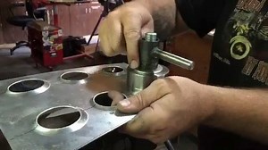 Big Joe getting er' done this morning! @sodakbigjoe #baileighdimpledies ・・・ I don't have a hydraulic press or an arbor press big enough for the larger @baileigh_industrial Dimple Dies. So I had to get creative! #snapfab #southdakotaproud #proudlymadeintheusa #metalfab #metal #baileigh_industrial #baileigharmy #baileighshopcontest #audiomachine #hotbiketour #hotbikebuildoff #hotbike | Baileigh Industrial Holdings LLC