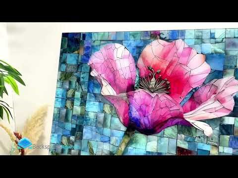Mosaic Bloom Art - Glass Kitchen Backsplash