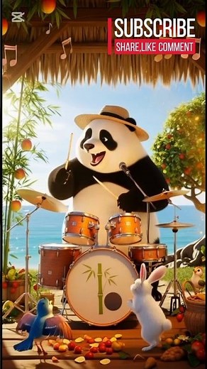 Rockstar Panda Plays Drum Kit & Sings 🎶🐼 | Funny Animal Music Short