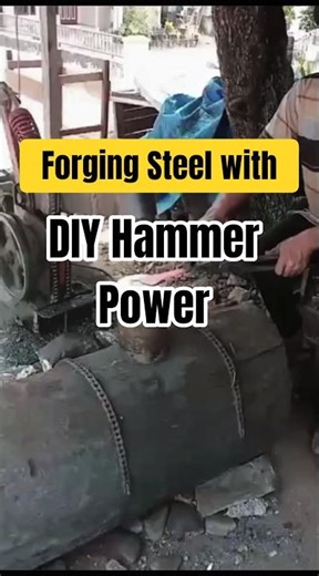 Traditional Power Hammer in Action! Village Blacksmith Crafting Steel!