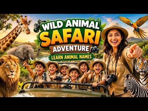 🦁 Animal Safari Adventure 🦒🐘 | Learn 30+ Animals Names in Hindi- English | Kids Educational Video
