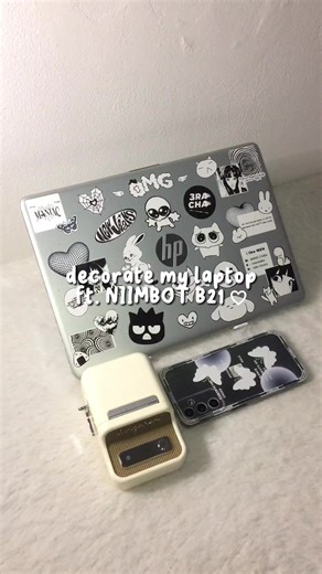Aesthetic Laptop Decoration ft. NIIMBOT B21 - Decor & Tune Your Laptop