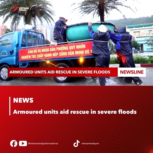 With quickly intensifying situation in the Central, heavy armoured units have been mobilised. Last night, Military Region 5 Command held an emergency meeting to coordinate response measures and ensure safety for both residents and rescue teams. #VietnamToday #YourwindowonVietnam #disaster #flood #rescue #updates | Vietnam Today