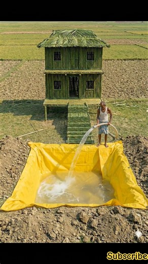 “Dada built a beautiful house and a swimming pool using bamboo.”#aivideo #shorts