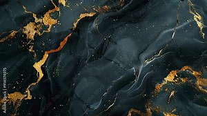This abstract marble artwork showcases swirling black patterns with striking gold veins running through. The sophisticated design creates a luxurious and modern feel, evoking elegance and style.