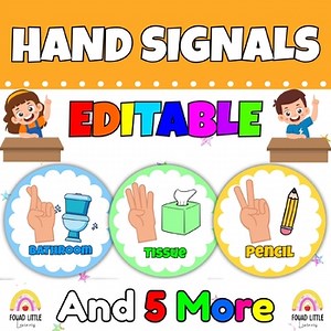 8 Bright Hand Signals | Editable   Printable Classroom Signs & Posters Decor
